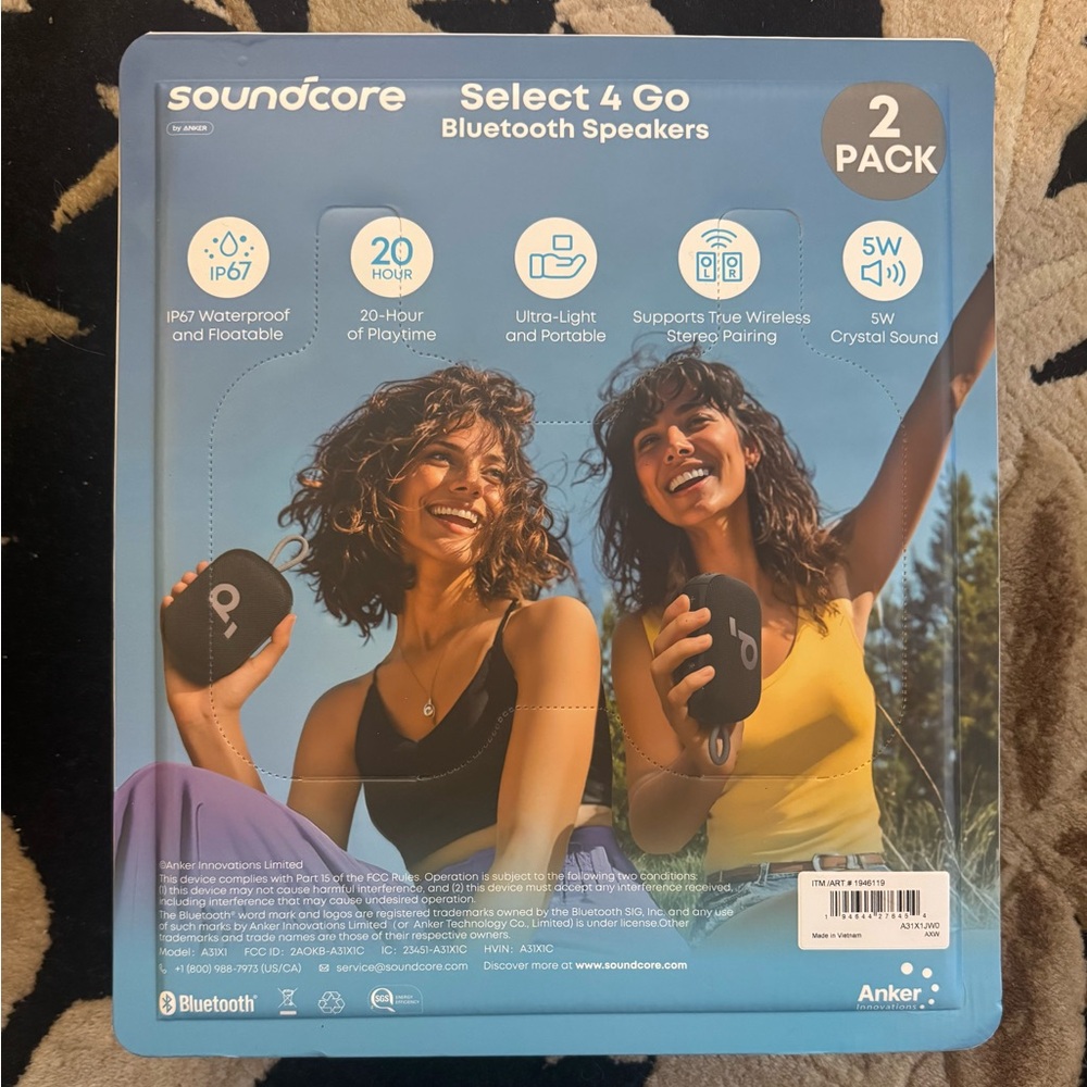 NWT Soundcore Select 4 Go Bluetooth Speakers - Black (2 Pack) - Picture 4 of 5